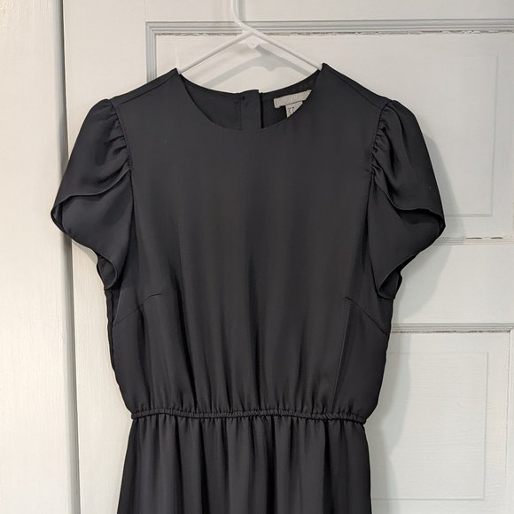 H&M Satin Black Midi Dress LBD - Picture 1 of 4